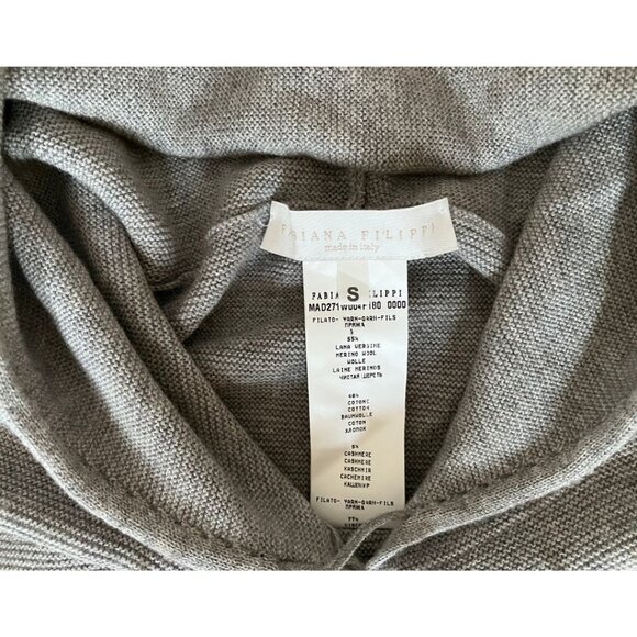 Fabiana Filippi Lurex Stripe Knit Poncho Hoodie Grey Size Small - Picture 7 of 7